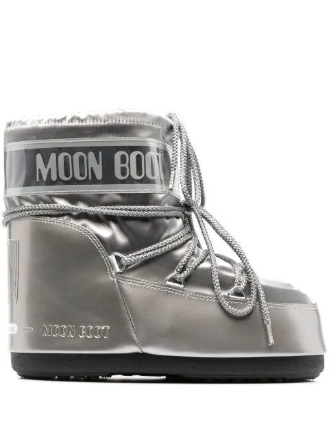 Moon Boot Icon Low Glance silver satin boots