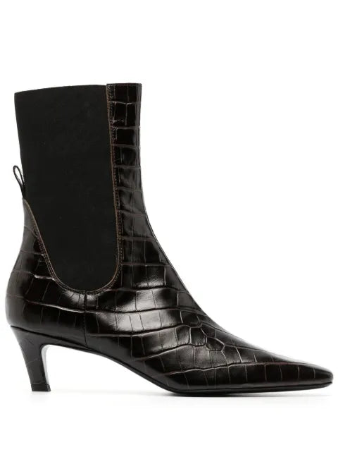 TOTEME croco-embossed mid-heel boots