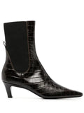 TOTEME croco-embossed mid-heel boots
