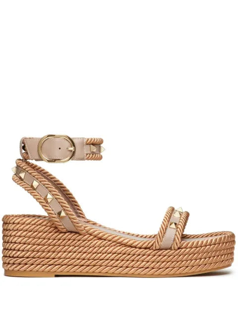 Valentino Garavani Rockstud flatform sandals in calfskin 45mm