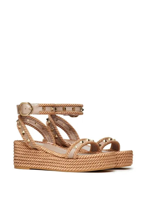 Valentino Garavani Rockstud flatform sandals in calfskin 45mm