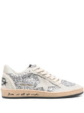 Golden Goose Ball Star trainers in silver glitter with ice-gray suede inserts