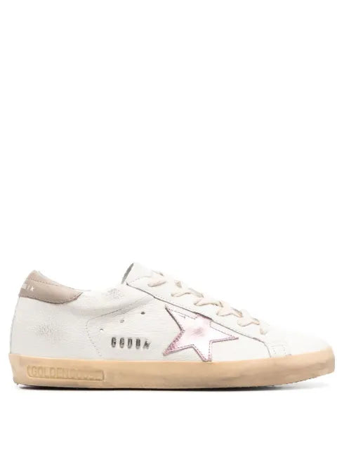 Golden Goose Super-Star trainers in white nappa with pink metallic leather star
