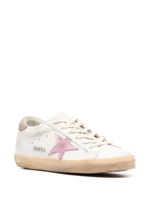 Golden Goose Super-Star trainers in white nappa with pink metallic leather star
