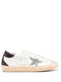 Golden Goose Super-Star trainers with silver glitter star and brown glitter heels tab