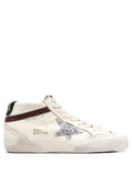 Golden Goose Mid Star LTD trainers in white nappa leather with silver glitter star