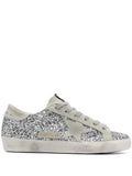 Golden Goose Super-Star trainers in silver glitter with ice-gray suede star