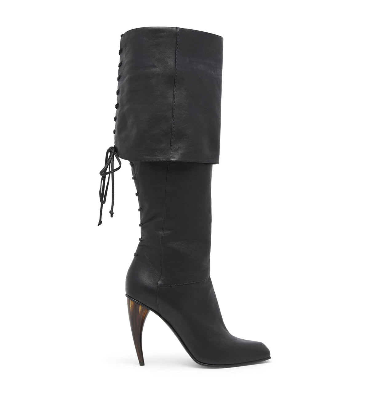McQueen Leather Horn Knee-High Boots