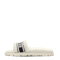 Christian Dior Dway Shearling Slide Sandals Cookie - White