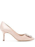 Manolo Blahnik Hangisi 70satin jewel buckle pumps