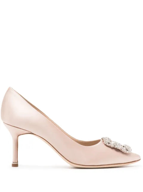 Manolo Blahnik Hangisi 70satin jewel buckle pumps