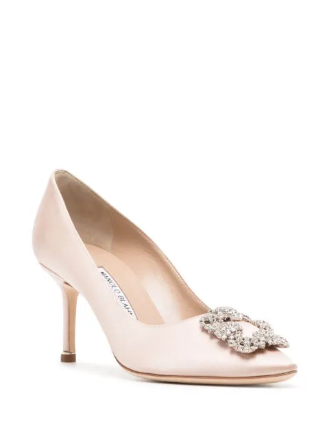 Manolo Blahnik Hangisi 70satin jewel buckle pumps