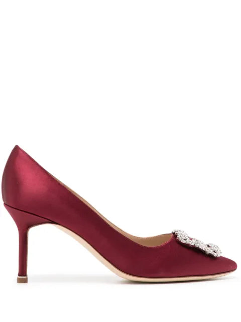 Manolo Blahnik Hangisi 70satin jewel buckle pumps