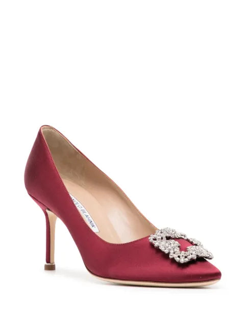 Manolo Blahnik Hangisi 70satin jewel buckle pumps
