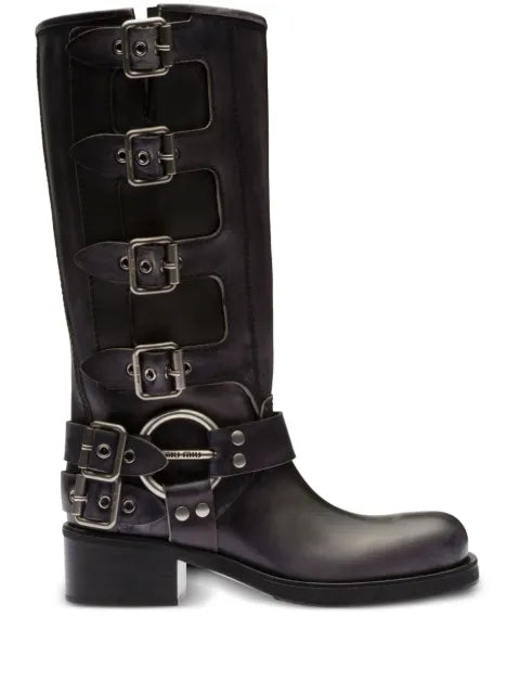 Miu Miu buckle-detail leather boots