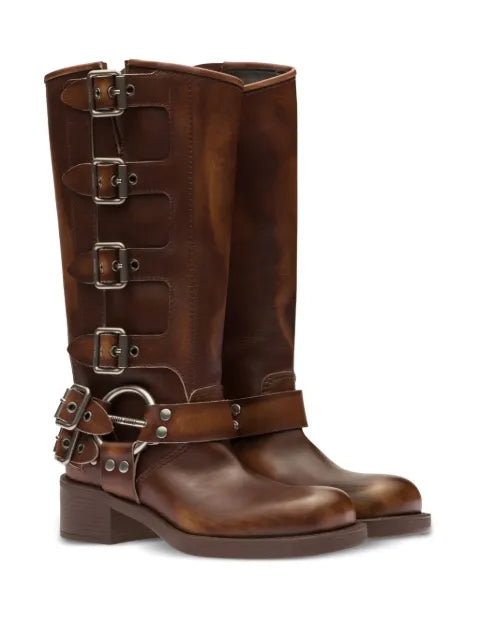 Miu Miu buckle-detail leather boots