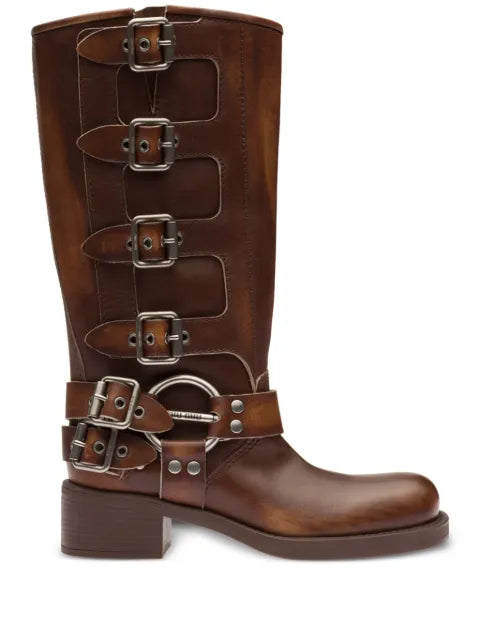 Miu Miu buckle-detail leather boots