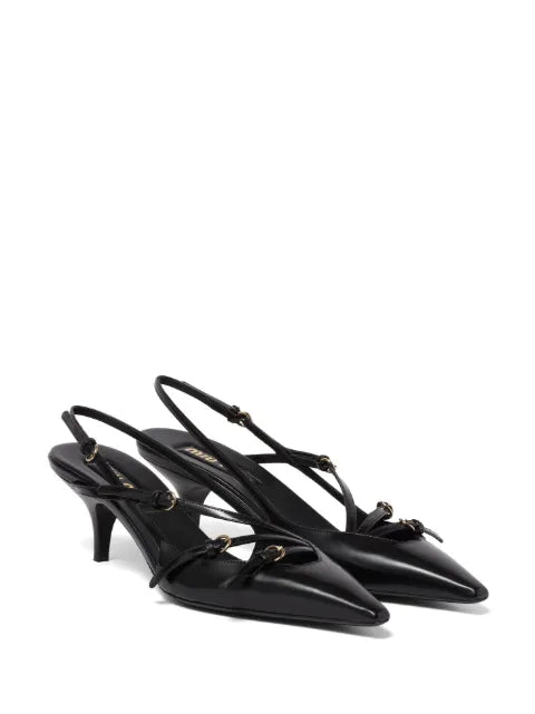 Miu Miu 55mm buckle-embellished slingblack pumps