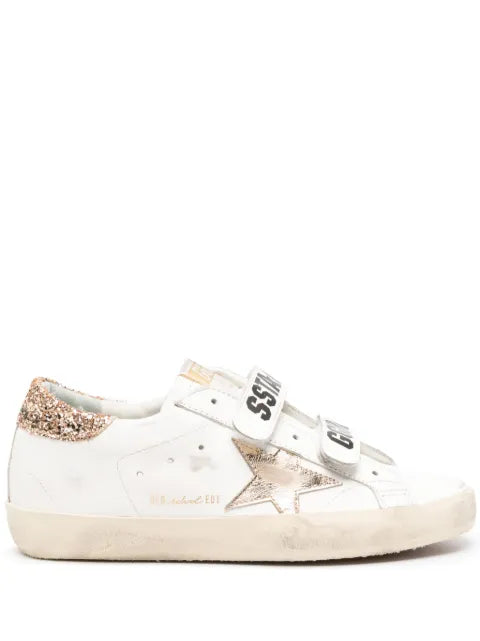 Golden Goose Old School trainers with gold star in laminated leather