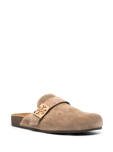 Tory Burch logo-plaque suede mules