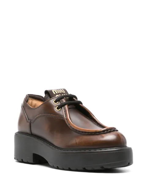 Miu Miu logo-patch leather loafers