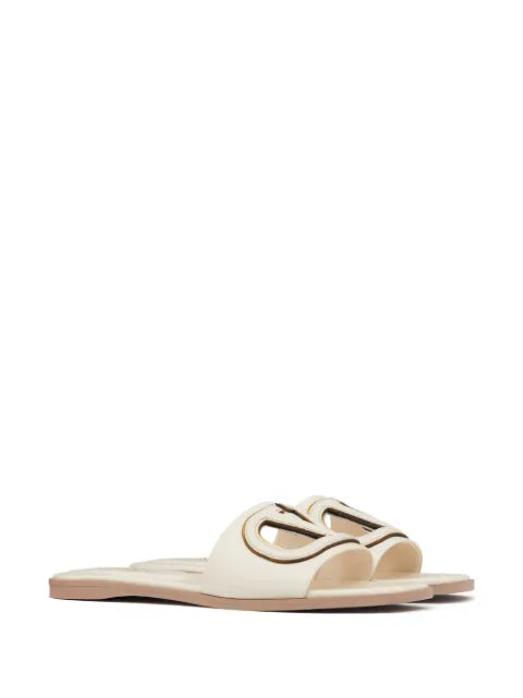 Valentino Garavani VLogo cut-out calfskin slide sandals