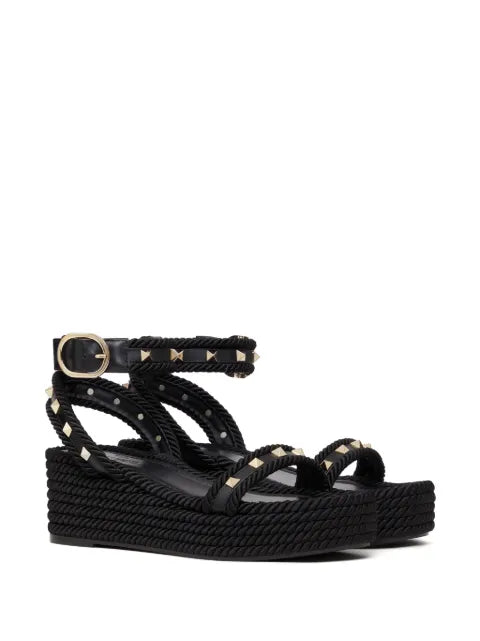 Valentino Garavani Rockstud flatform sandals in calfskin 45mm