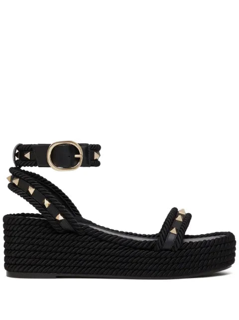 Valentino Garavani Rockstud flatform sandals in calfskin 45mm