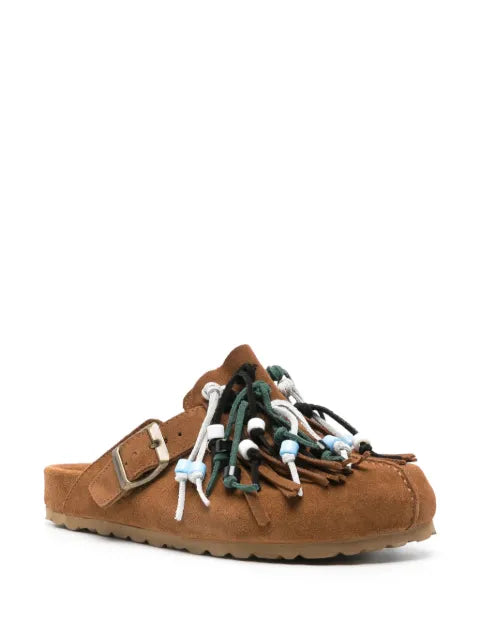 Scarosso Gea tasseled suede mules