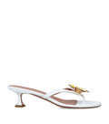 Amina Muaddi Leather Vittoria Flower Heeled Sandals 45