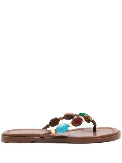 Gianvito Rossi Shanti embellished leather flip flops