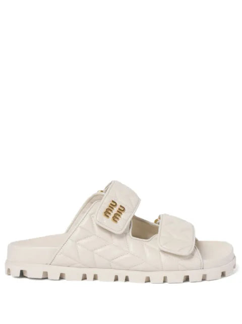 Miu Miu Matelassé nappa leather slides