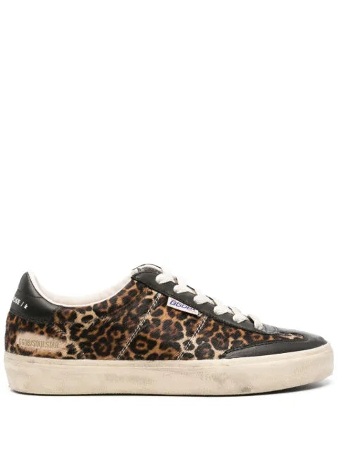 Golden Goose Soul Star in leopard-print pony skin with black nappa leather heels tab and inserts