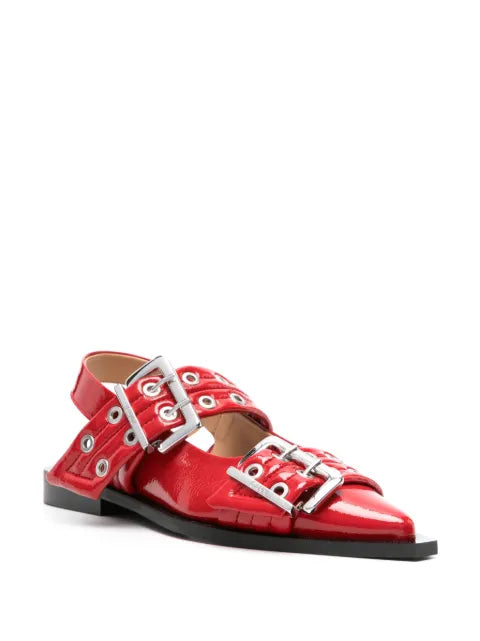 GANNI Wide Welt buckled ballerina shoes