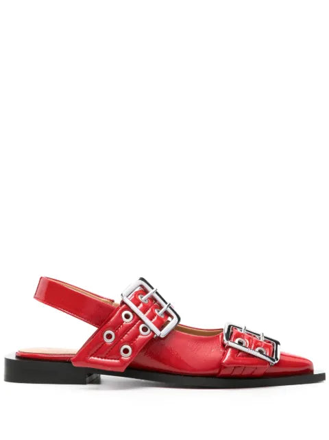 GANNI Wide Welt buckled ballerina shoes