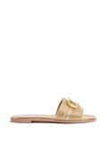 Valentino Garavani VLogo signature metallic leather slide sandal with Cornely embroidery