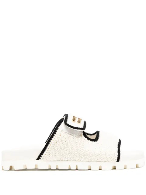 Miu Miu logo-plaque touch-strap slipers