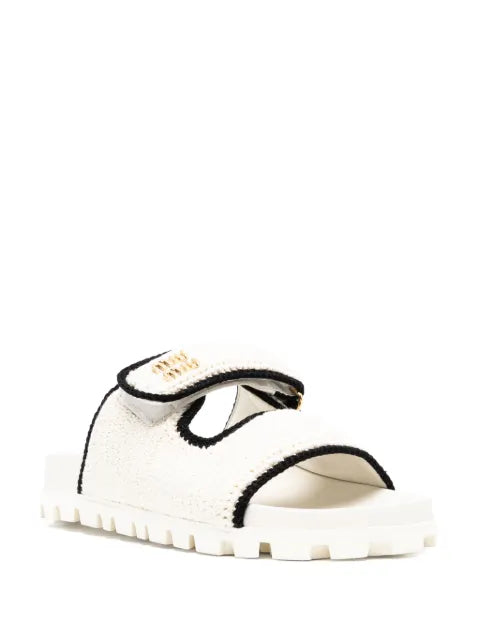 Miu Miu logo-plaque touch-strap slipers