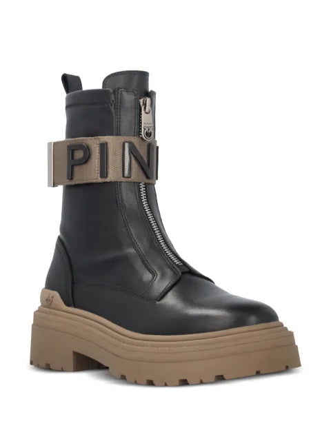 PINKO platform boots with PINKO lettering logo