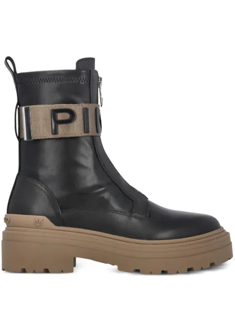 PINKO platform boots with PINKO lettering logo