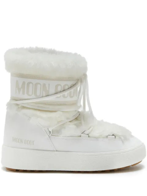 Moon Boot Ltrack Low white faux-fur boots