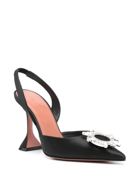 Amina Muaddi Begum Sling 95 satin pumps