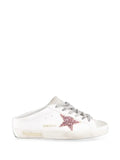 Golden Goose bio-based Super-Star trainers sabot with pink glitter star and suede toe