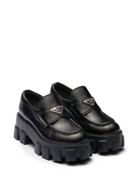 Prada Monolith brushed leather loafers