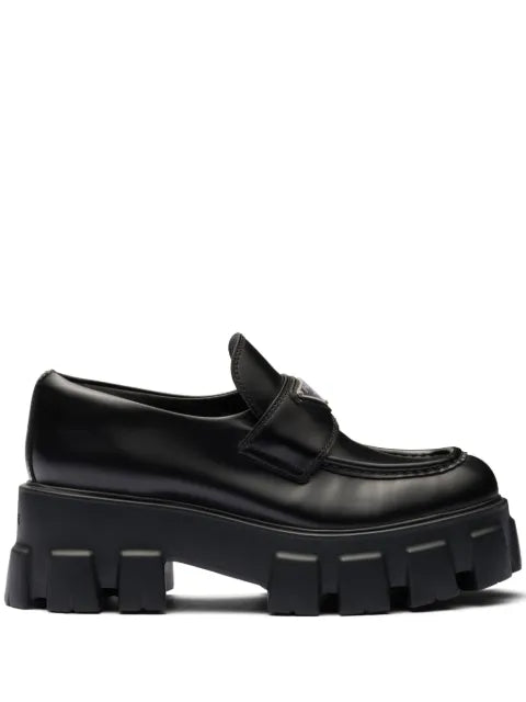 Prada Monolith brushed leather loafers