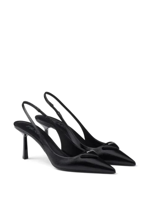 Prada Saffiano patent leather slingback pumps
