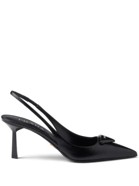 Prada Saffiano patent leather slingback pumps