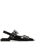 GANNI feminine buckle ballerinas in black