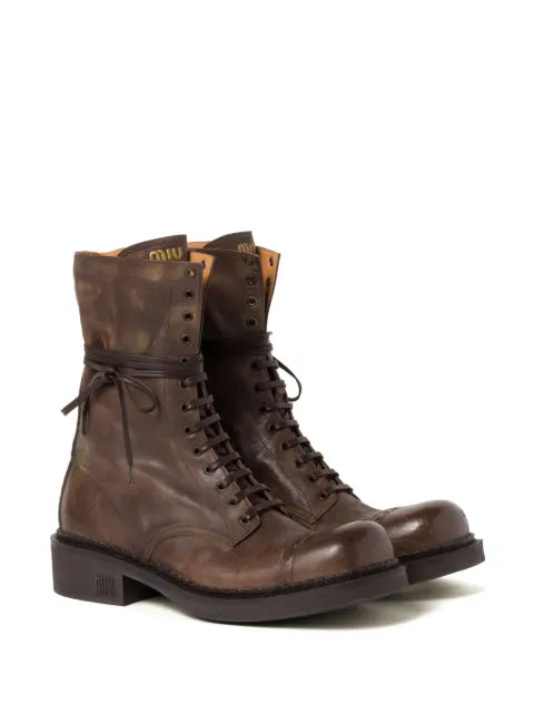 Miu Miu lace-up leather ankle boots