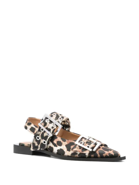 GANNI leopard-print slingback ballet flats